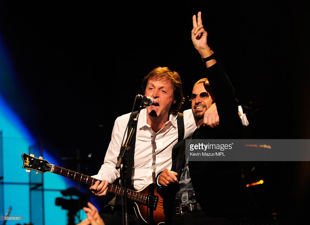 *EXCLUSIVE* Paul McCartney and Ringo Starr perform at the David Lynch Foundation 'Change Begins Within' show at Radio City Music Hall on April 4, 2009 in New York City.