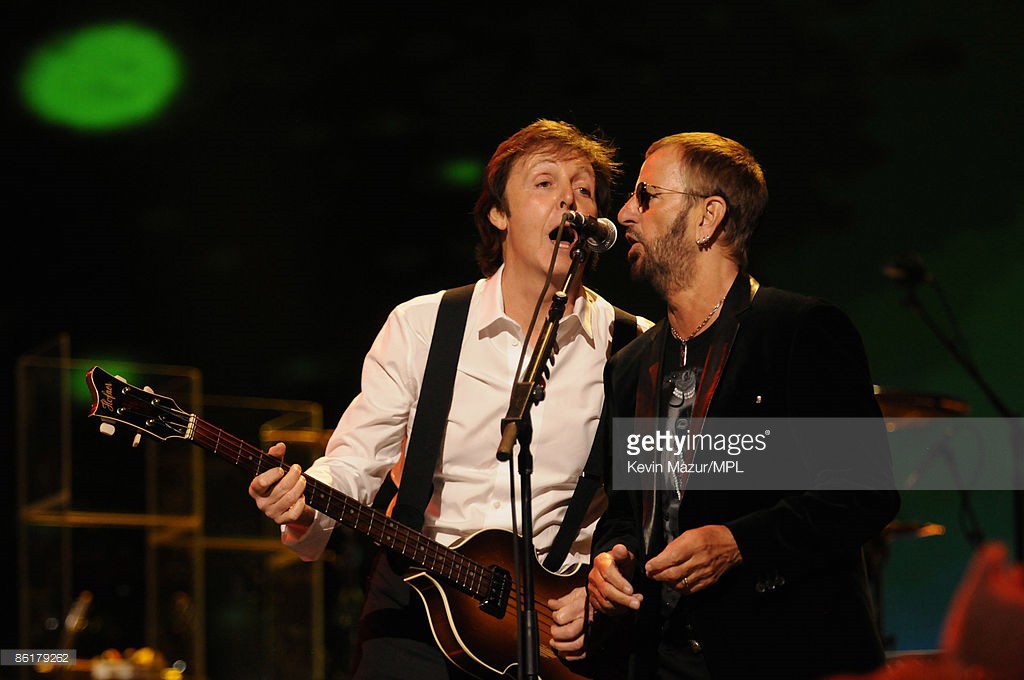Paul McCartney and Ringo Starr perform during the David Lynch Foundation 'Change Begins Within' show held at the Radio City Music Hall on April 4, 2009 in New York.