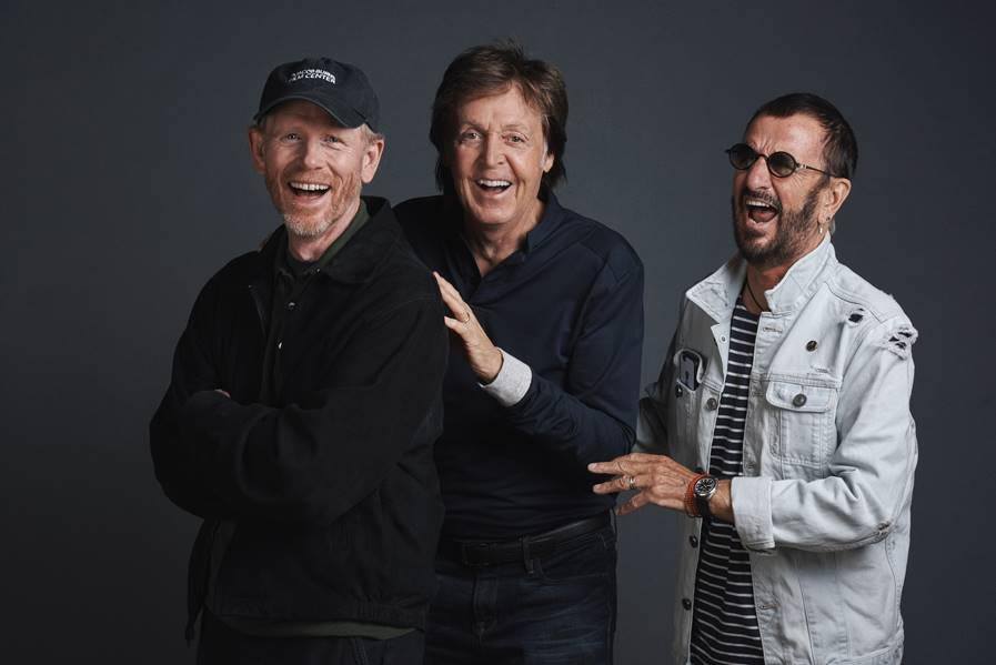 Paul McCartney, Ringo Starr & Ron Howard photographed at a promotional day at Abbey Road Studios on Wednesday 14th September on the eve of the cinematic release of the new Ron Howard documentary "The Beatles:Eight Days A Week”. Photo credit: MPL Communications/Charlie Gray